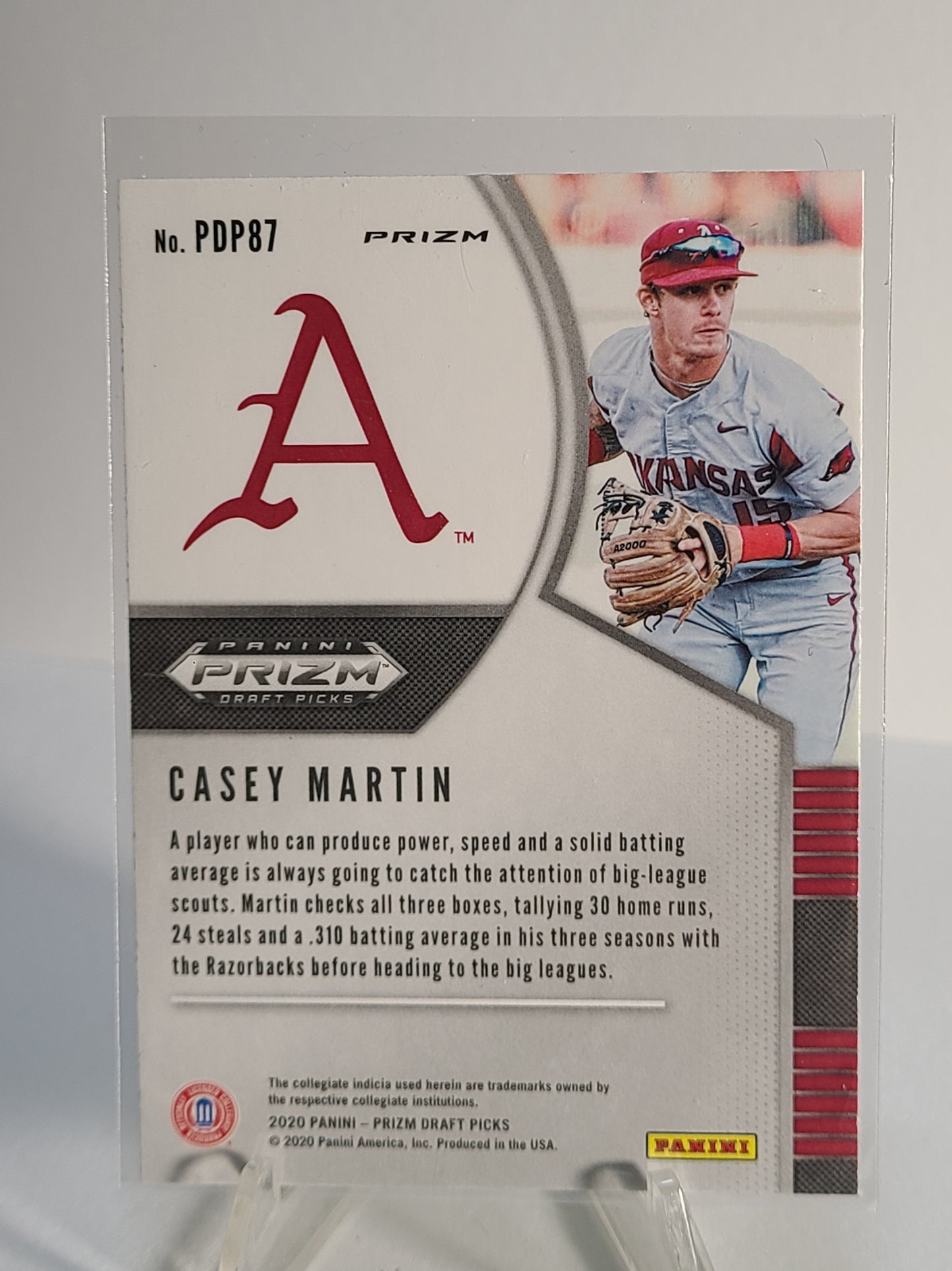 2020 Panini Prizm Draft Picks #PDP87 Casey Martin Green Pulsar B2R1