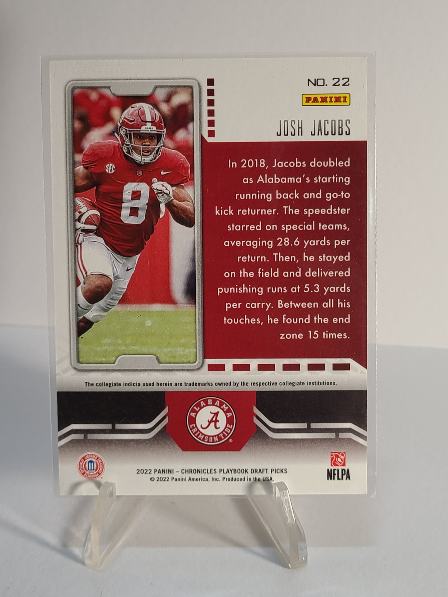 2022 Panini Chronicles Draft Picks #22 Josh Jacobs Playbook #27/149 B2R1