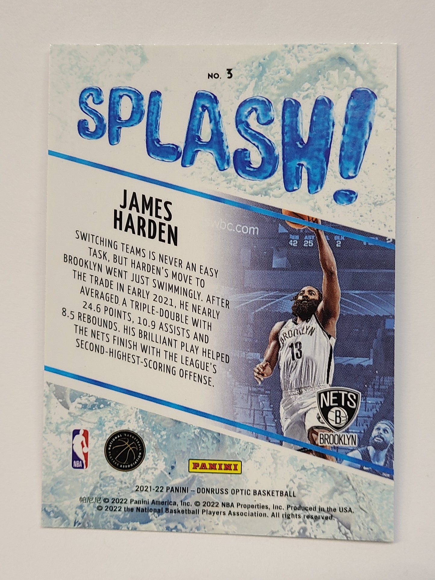 2021-22 Donruss Optic #3 James Harden Splash! B2R2