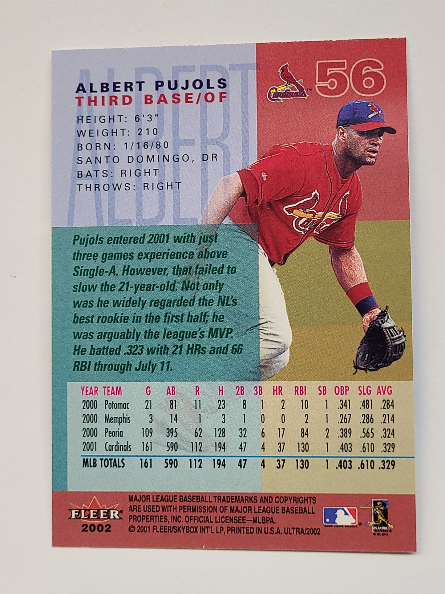 2002 Ultra #56 Albert Pujols B2R2