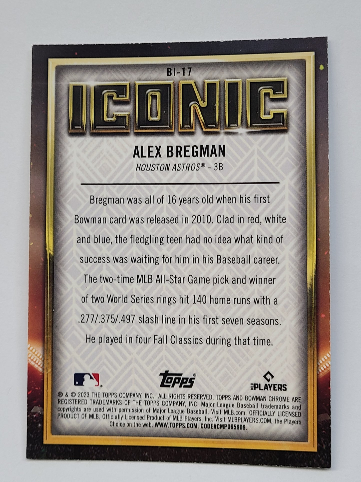 2023 Bowman Chrome #BI-17 Alex Bregman Bowman Iconic B2R2