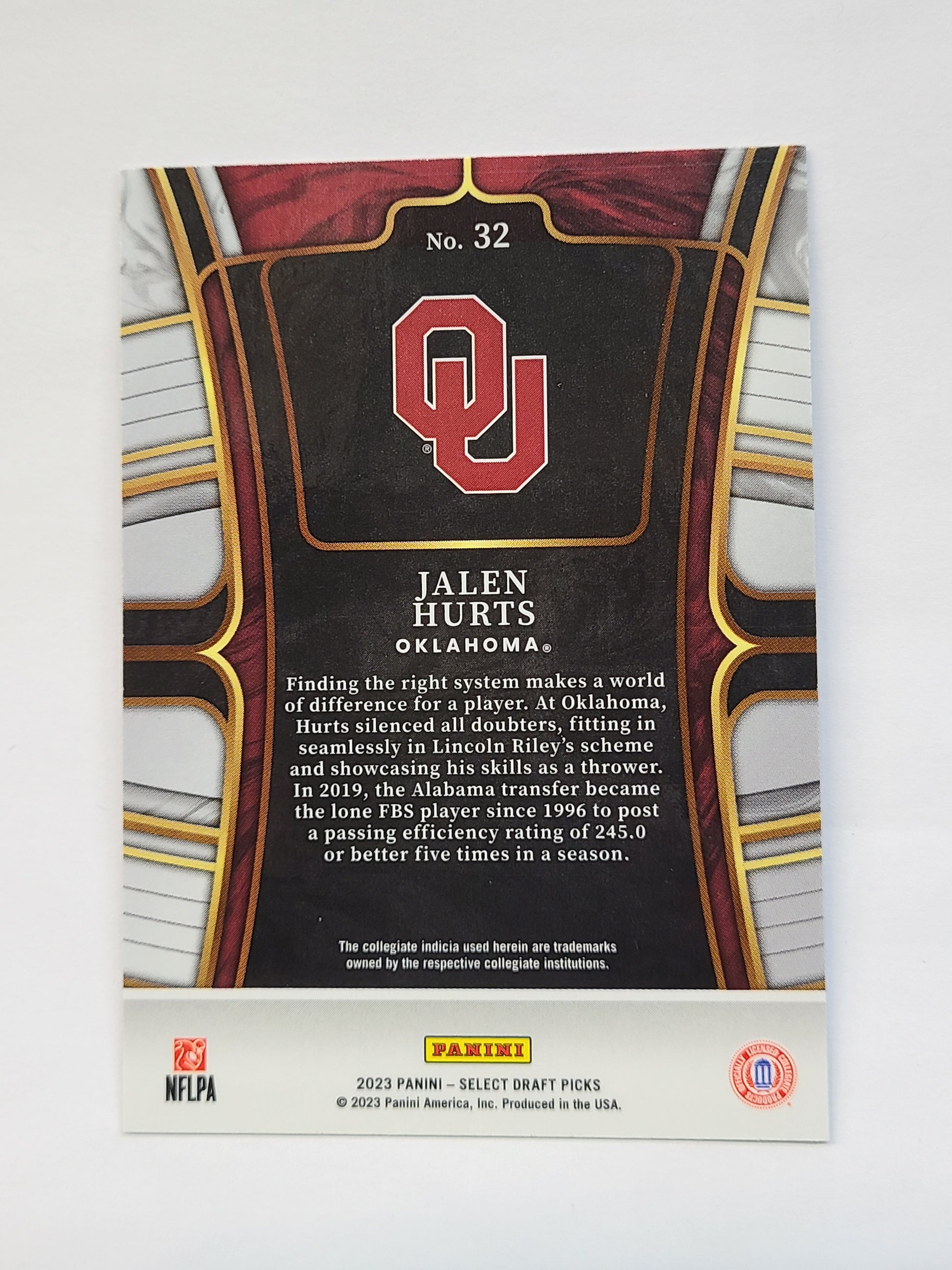 2023 Panini Select Draft Picks #32 Jalen Hurts B2R2