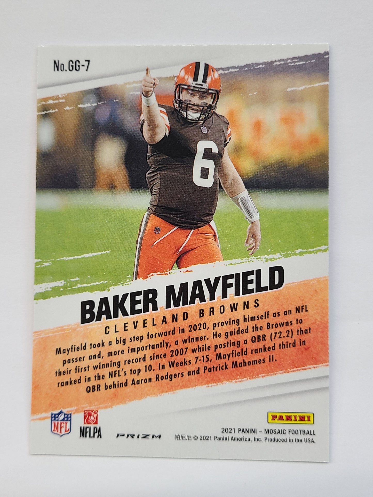 2021 Panini Mosaic #GG-7 Baker Mayfield Got Game? Mosaic Green B2R2