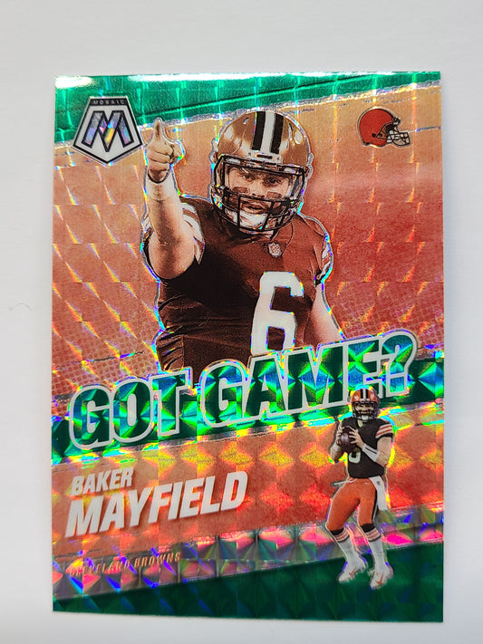 2021 Panini Mosaic #GG-7 Baker Mayfield Got Game? Mosaic Green B2R2