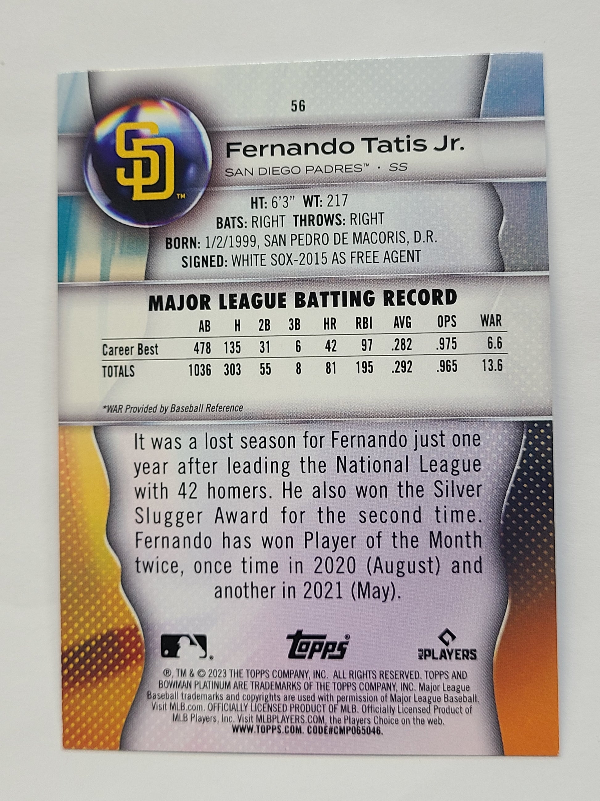 2023 Bowman Platinum #56 Fernando Tatis Jr. B2R2