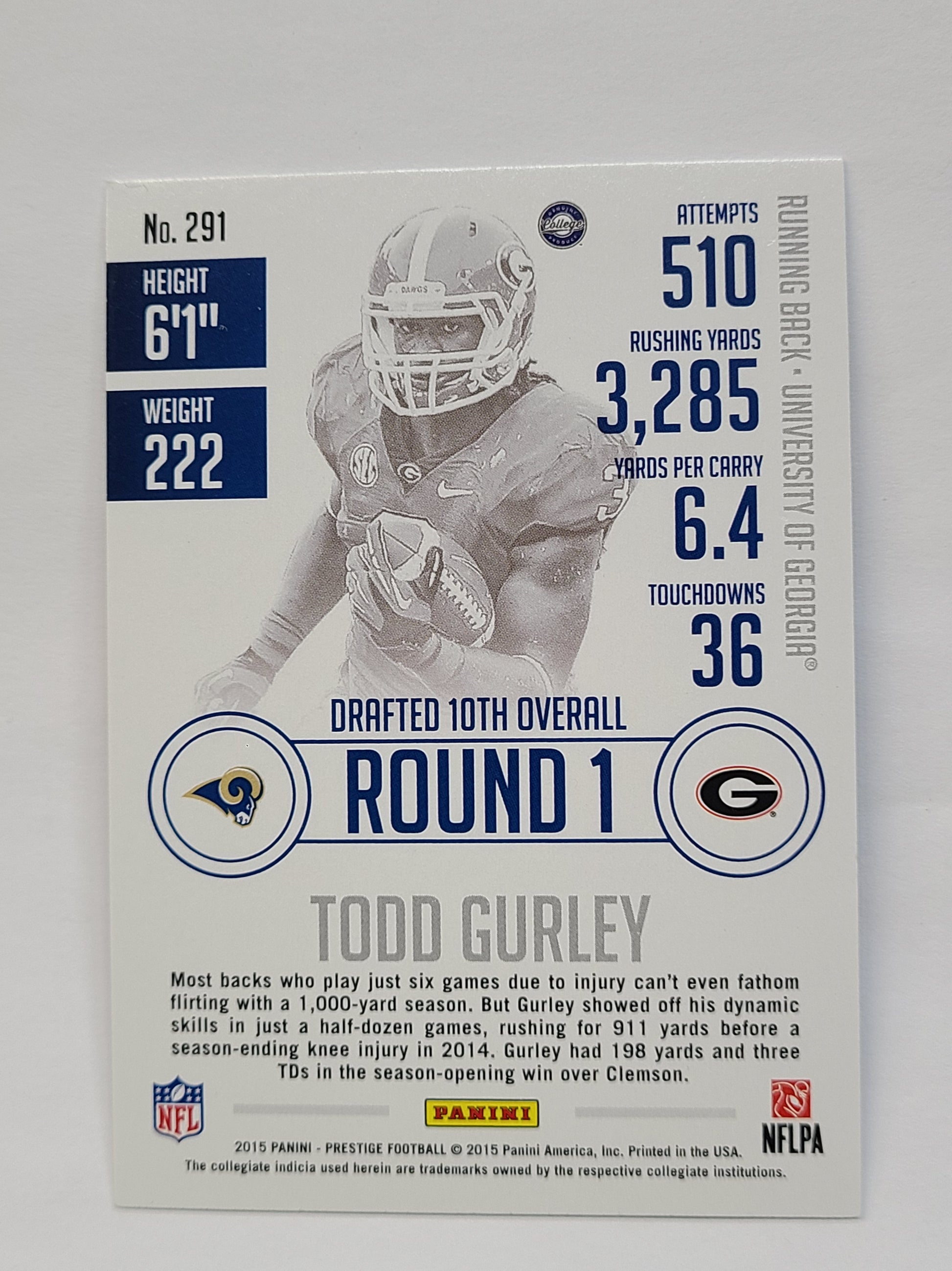 2015 Panini Prestige #291 Todd Gurley RC B2R2