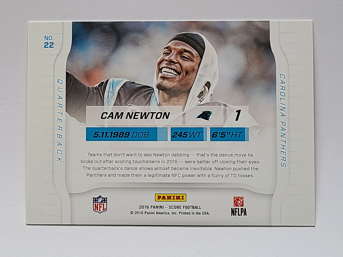 2016 Score Sidelines Gold #22 Cam Newton B2R2