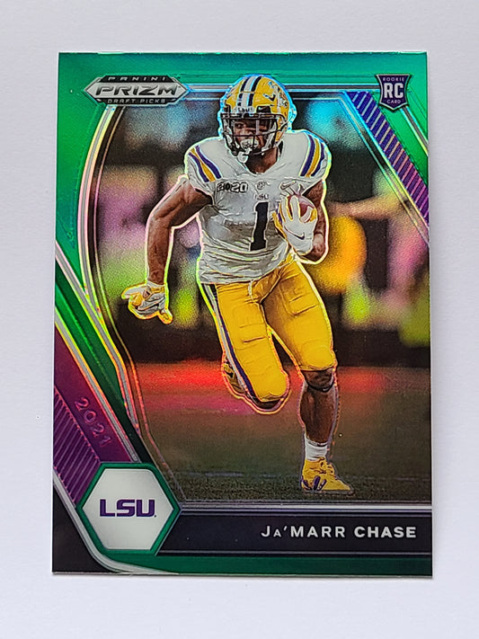 2021 Panini Prizm Draft Picks Collegiate #112 Ja'Marr Chase Green RC B2R2