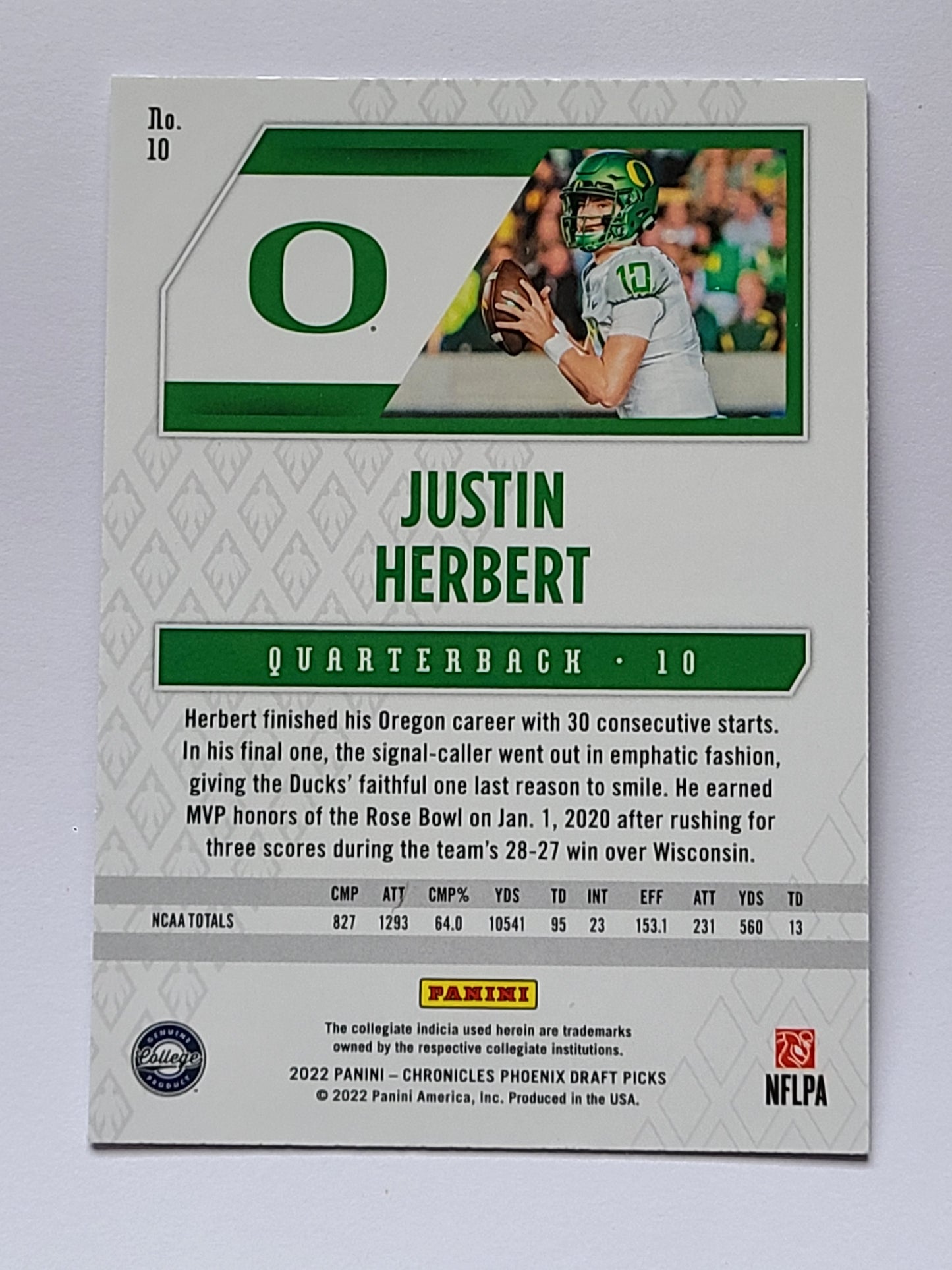 2022 Panini Chronicles Draft Picks #10 Justin Herbert Phoenix B2R2