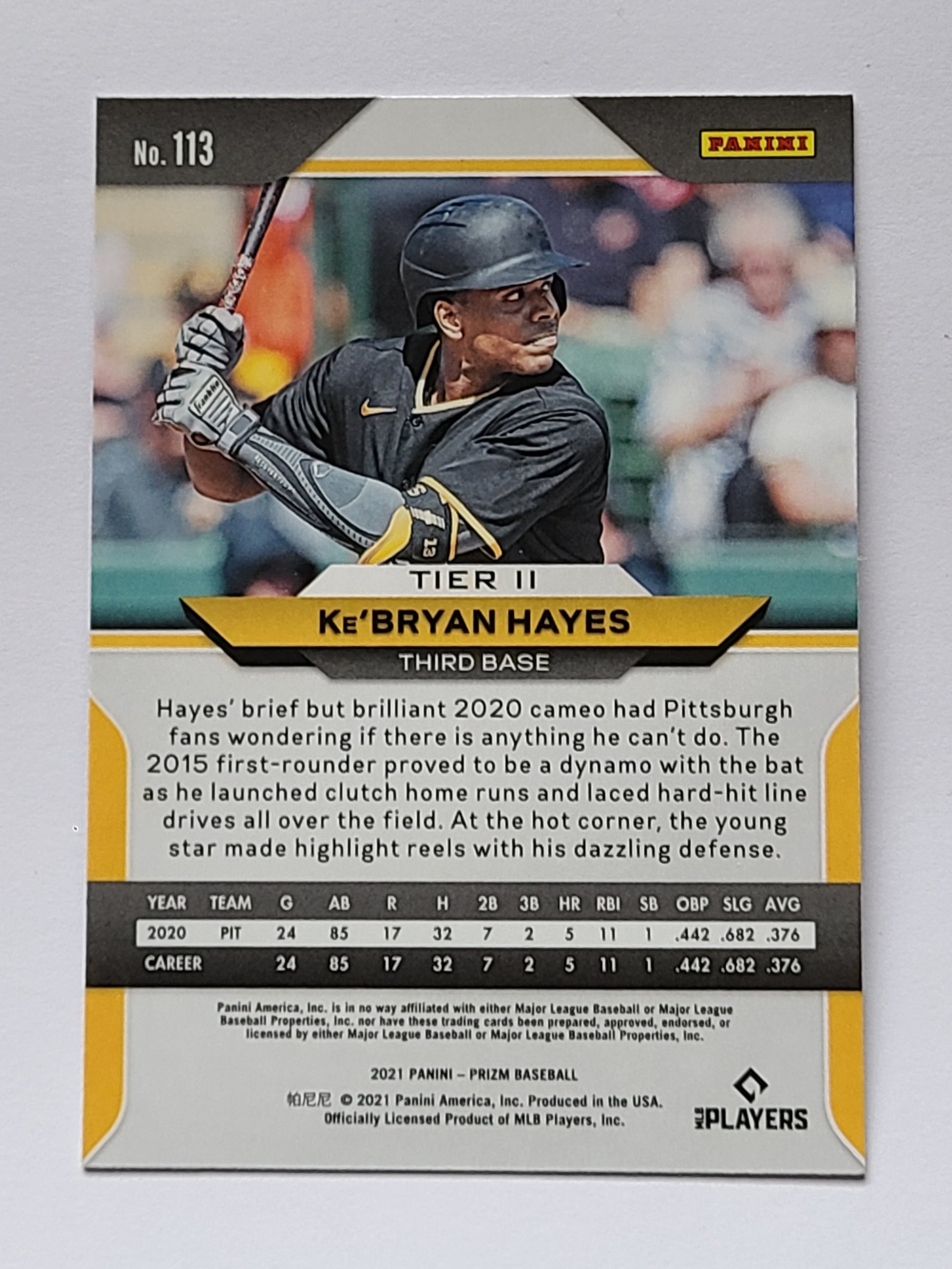 2021 Panini Prizm #113 Ke'Bryan Hayes RC B2R2