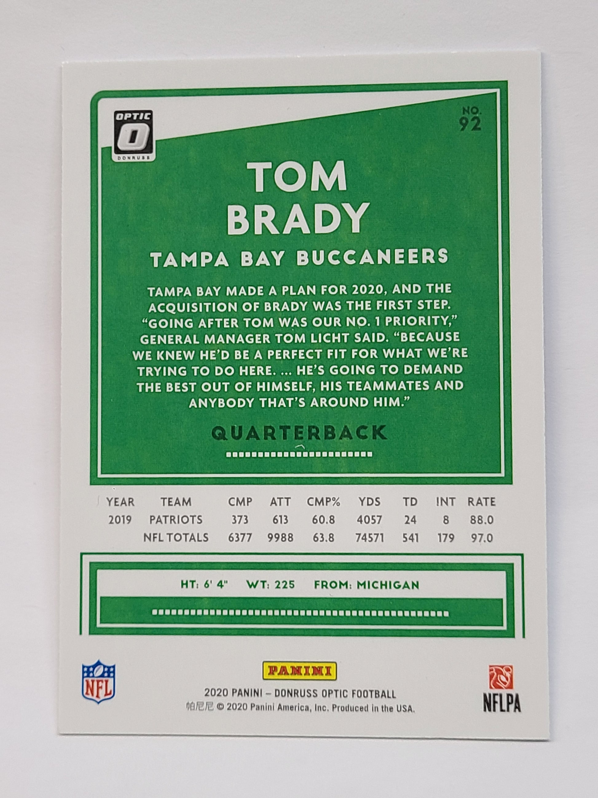 2020 Donruss Optic #92 Tom Brady B2R3