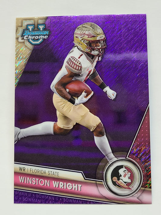 2023 Bowman University Chrome #82 Winston Wright Purple Shimmer Refractor B2R3