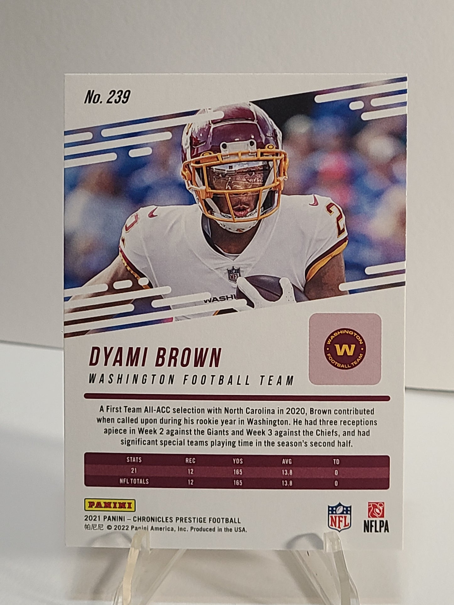 2021 Panini Chronicles #239 Dyami Brown Prestige Rookies Update RC B3R2