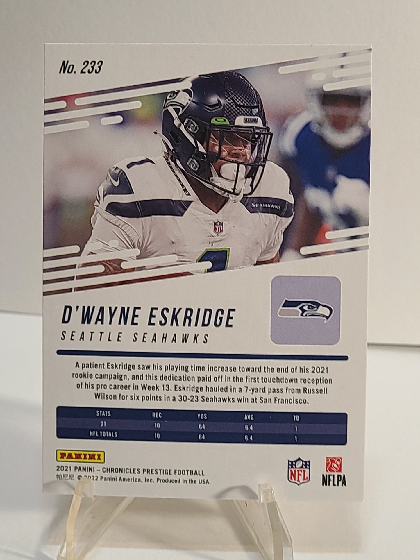 2021 Panini Chronicles #233 D'Wayne Eskridge Prestige Rookies Update RC B3R2