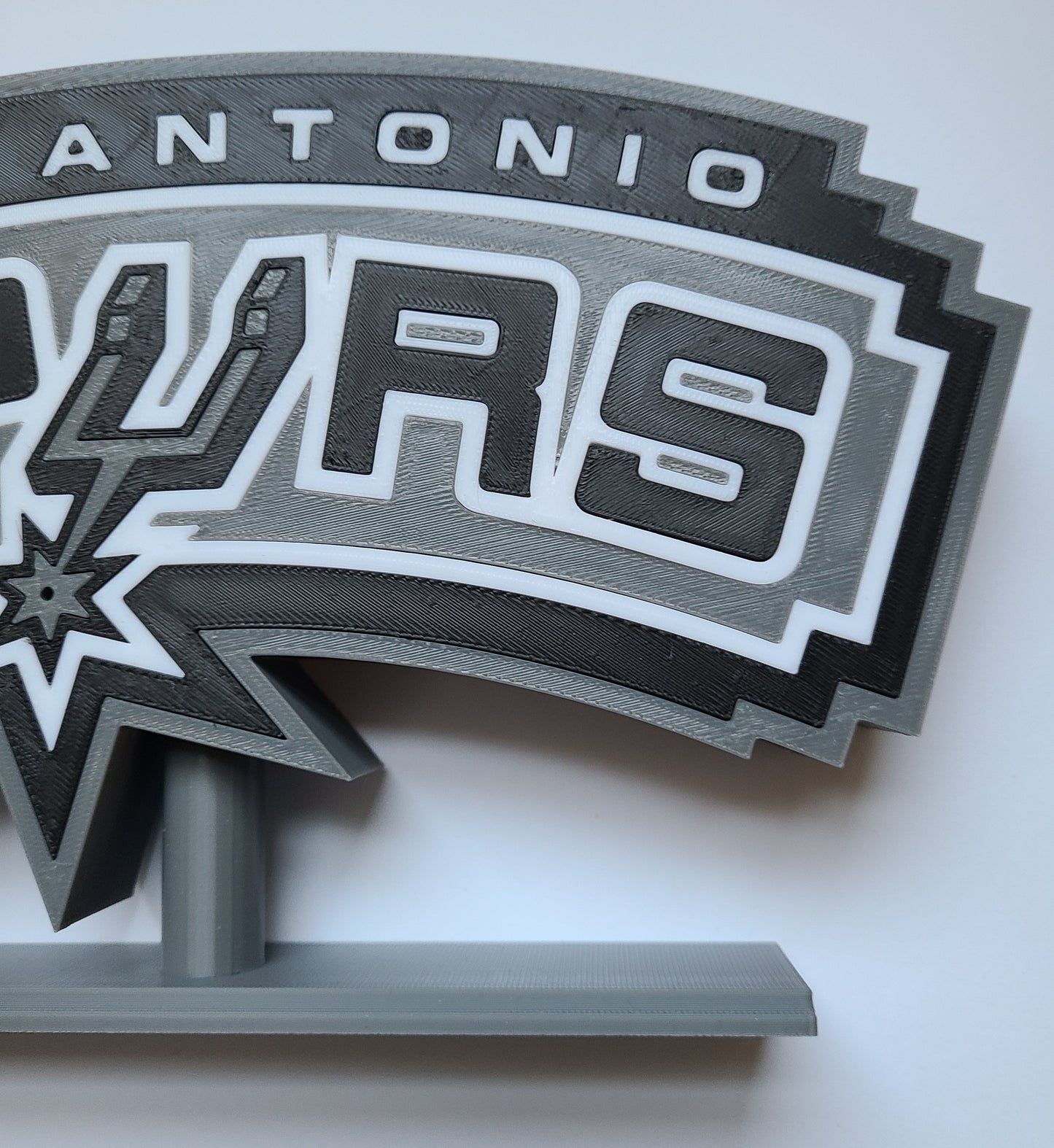 3D Printed San Antonio Spurs NBA Desktop Display Logo Wall Decor with Stand