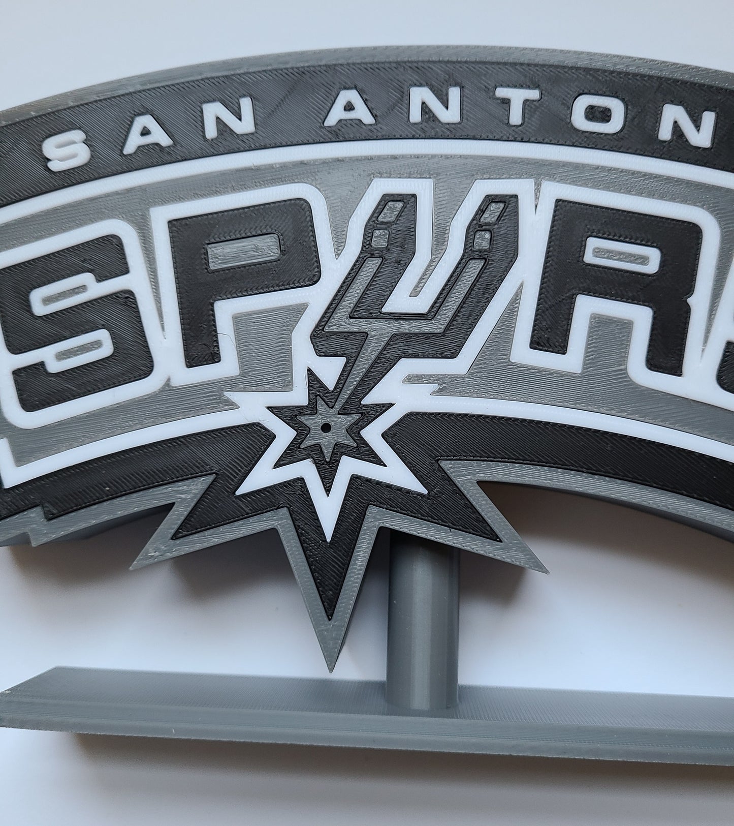 3D Printed San Antonio Spurs NBA Desktop Display Logo Wall Decor with Stand