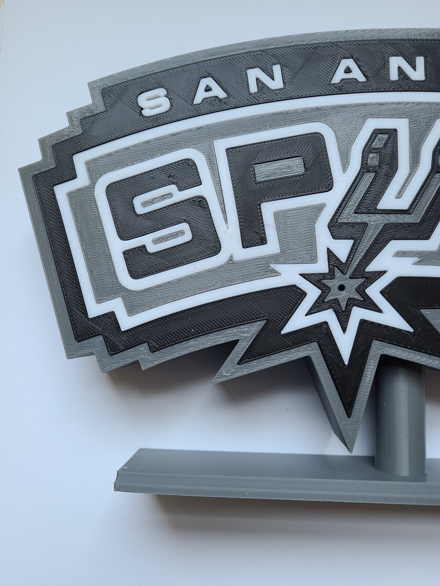 3D Printed San Antonio Spurs NBA Desktop Display Logo Wall Decor with Stand