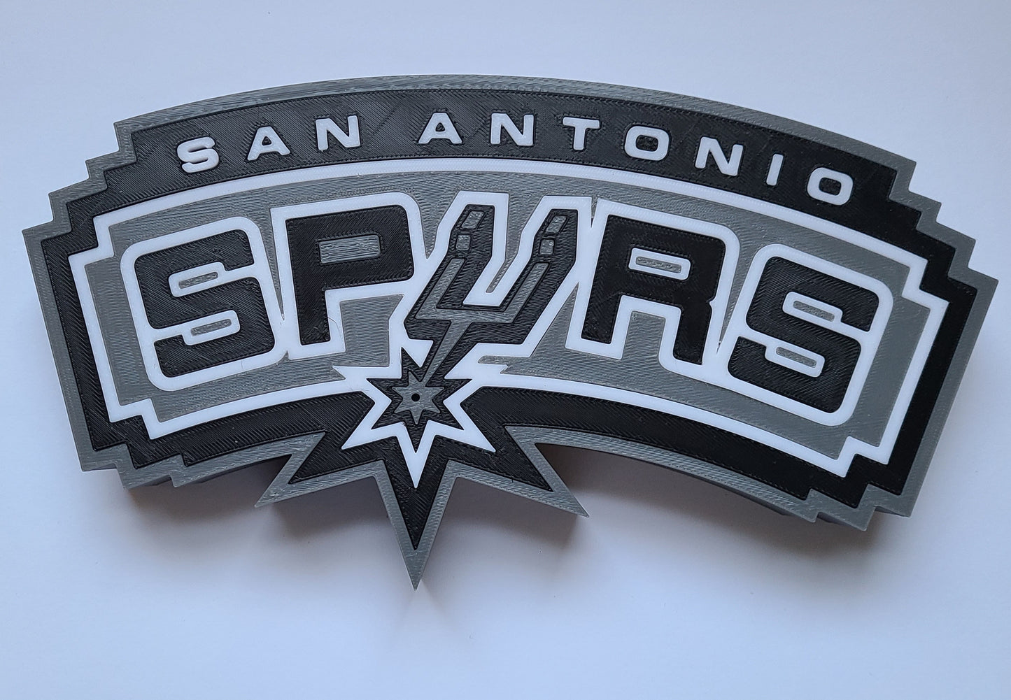 3D Printed San Antonio Spurs NBA Desktop Display Logo Wall Decor with Stand