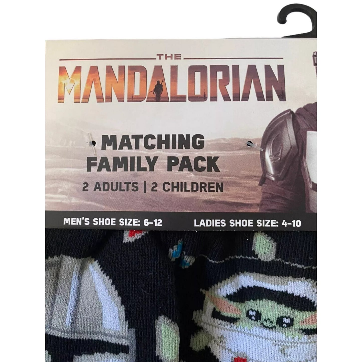 4 Pack Star Wars The Mandalorian Family Crew Socks in Assorted Sizes