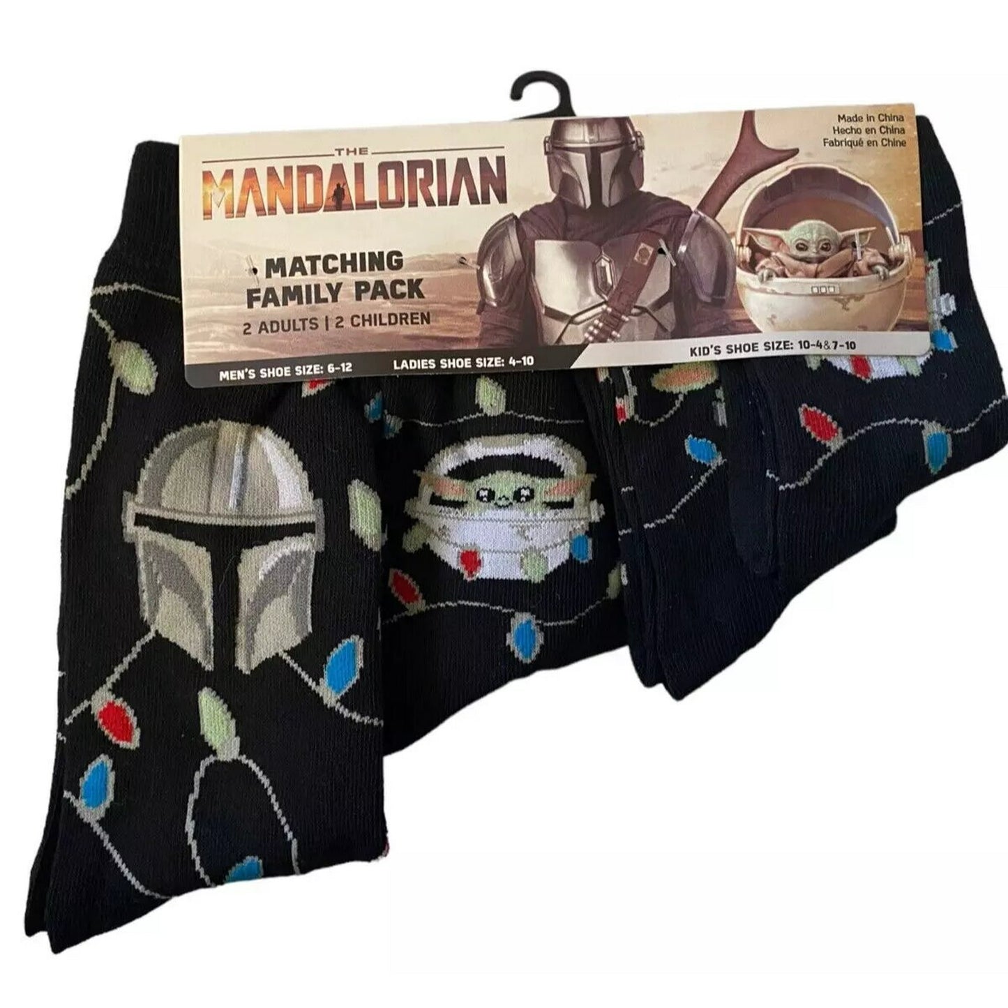 4 Pack Star Wars The Mandalorian Family Crew Socks in Assorted Sizes